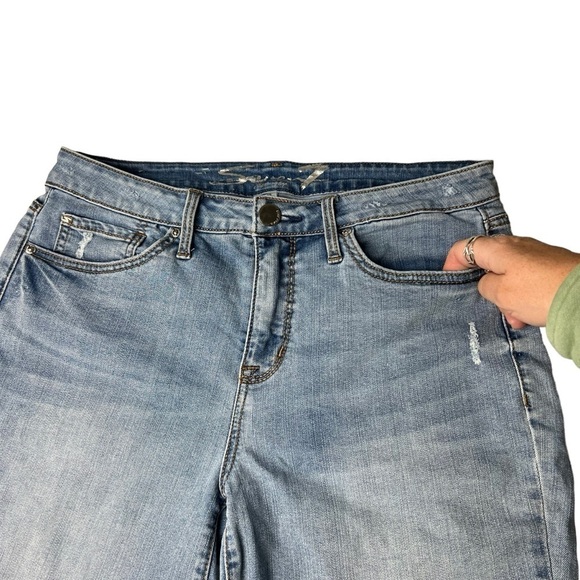 Seven7 Sunset Bermuda Shorts Size 12 Womens Distressed High Mid Blue Stretch W32 - Picture 2 of 10